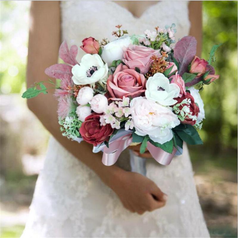 Wedding Flowers Vintage Fleurs Mariage Artifical Dusty Pink Bouquets Romantic Peonies Bridal Silk Rose Brides Hand Holding
Wedding Flowers Vintage Fleurs Mariage Artifical Dusty Pink Bouquets Romantic Peonies Bridal Silk Rose Brides Hand Holding
