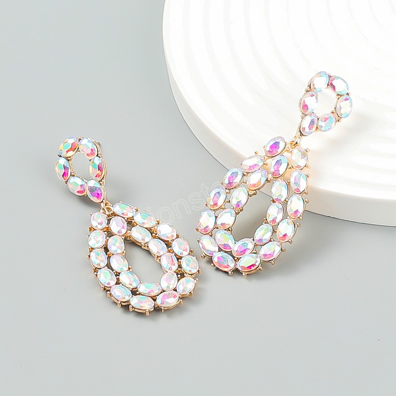 Metal Rhinestone Geometric Dangle Earrings Casual Party Trend Statement Earrings Women's Simple Jewelry