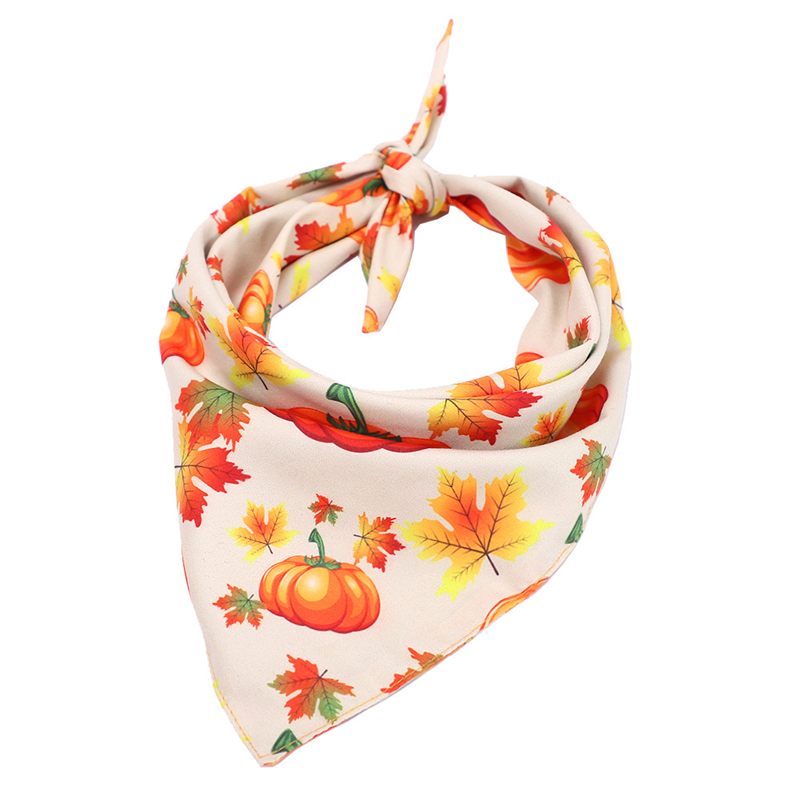 Thangiving Bandana Dog Apparel Fall Autumn Pet Bandanas Reversible Triangle Bibs Scarf
