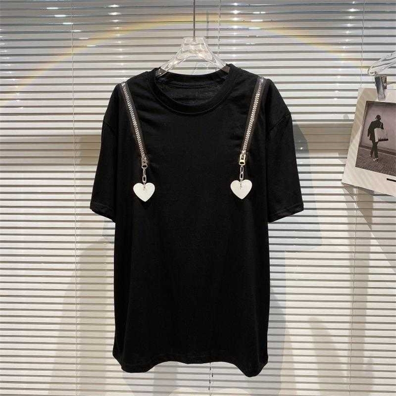DEAT Women Black Zipper T-shirt Arrivals Round Neck Short Sleeve Temperament Fashion Spring Summer 11D522 210709, White
DEAT Women Black Zipper T-shirt Arrivals Round Neck Short Sleeve Temperament Fashion Spring Summer 11D522 210709, White