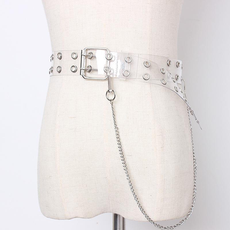 Belts Fashion Punk Women Transparent With Chain Colorful Clear Single Double Row Hole Waist Straps Jeans Female Girl Waistband, Black
Belts Fashion Punk Women Transparent With Chain Colorful Clear Single Double Row Hole Waist Straps Jeans Female Girl Waistband, Black