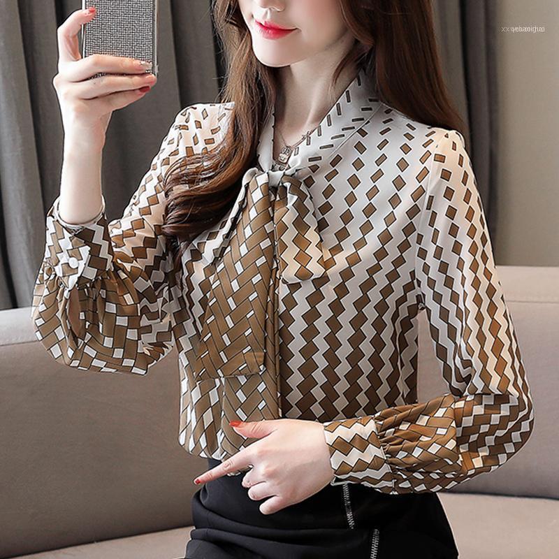 Women' Blouses & Shirts Autumn Blouse Women 2022 Ladies Tops Bow Printing Chiffon Button Plaid Long Sleeve Blusas Femininas Clothes 03321, Black
Women' Blouses & Shirts Autumn Blouse Women 2022 Ladies Tops Bow Printing Chiffon Button Plaid Long Sleeve Blusas Femininas Clothes 03321, Black