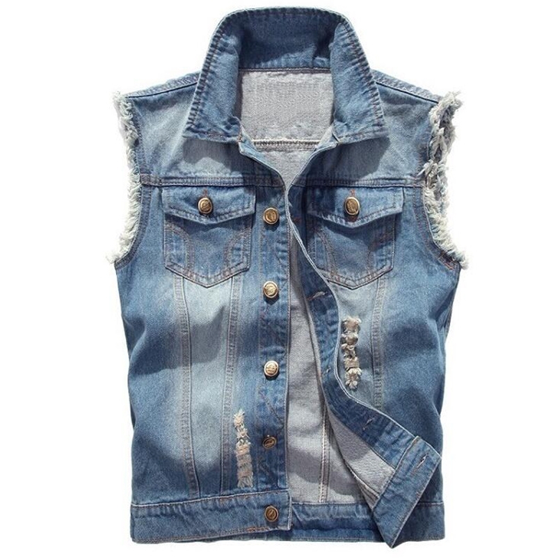 Denim Sleeveless Jacket Men Fashion Ripped Cotton Jean Vests Gilet Casual Jeans Waistcoat Cowboy Hip Hop Streetwear Clothing 220406, Light blue
Denim Sleeveless Jacket Men Fashion Ripped Cotton Jean Vests Gilet Casual Jeans Waistcoat Cowboy Hip Hop Streetwear Clothing 220406, Light blue