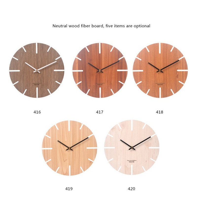 Nordic Retro Wooden Wall Clock Corridor Living Room Decoration Solid Wood Quiet Clocks Hanging Wall Watch Cafe Store Home Decor