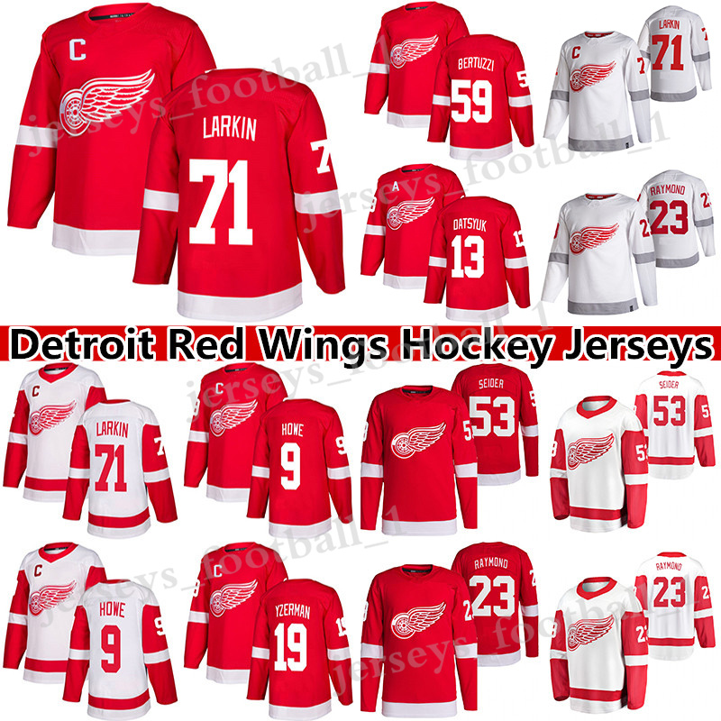 Detroit''Red''Wings'' hockey jersey 71 Dylan Larkin 53 Moritz Seider 59 Tyler Bertuzzi 23 Lucas Raymond 19 Steve Yzerman 9 Gordie Howe jerseys, White
Detroit''Red''Wings'' hockey jersey 71 Dylan Larkin 53 Moritz Seider 59 Tyler Bertuzzi 23 Lucas Raymond 19 Steve Yzerman 9 Gordie Howe jerseys, White