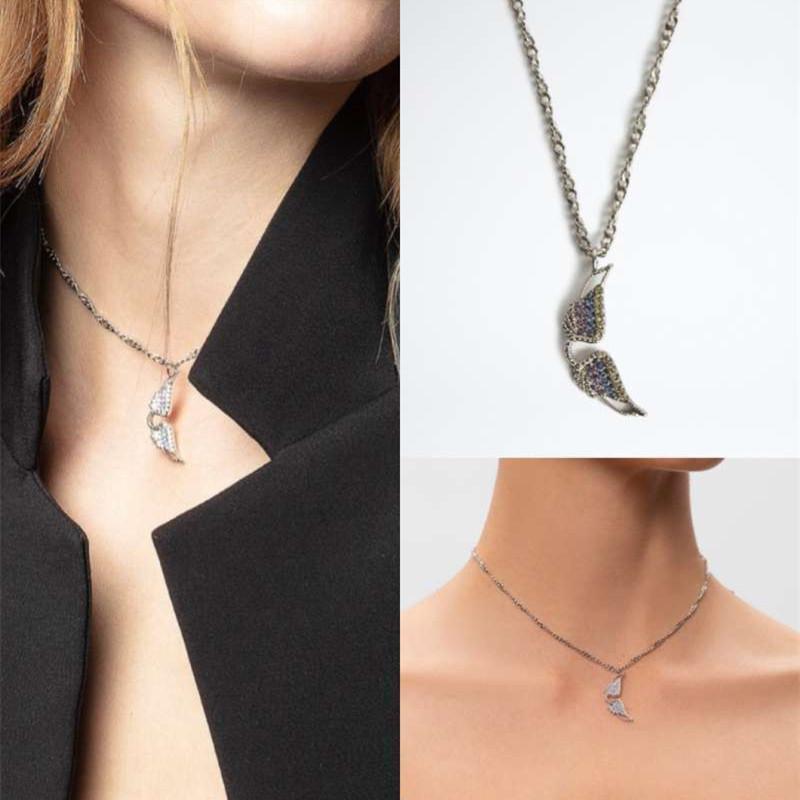 Chains 2022 Fashion Women Necklaces Crystal Rhinestone Wing Simple Temperament Necklace