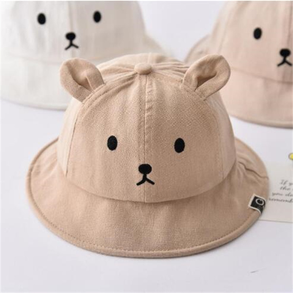 Baby Bucket Hat Cute Bear Ear Newborn Panama Solid Color Outdoor Beach Kids Baby Boy Girl Sun Hats GC1244