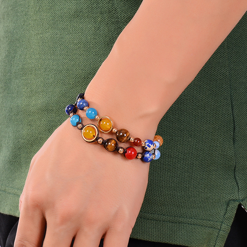 Handmade Eight Planets Solar Bead Strands Bracelet for Men Women Lovers Gift
