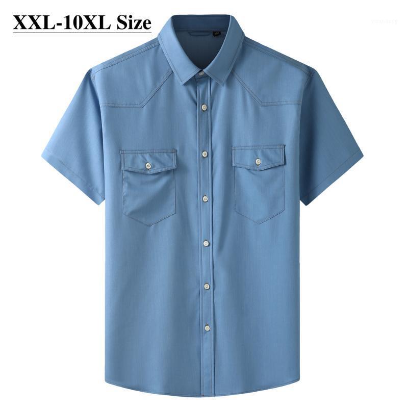 Plus Size 8XL 9XL 10XL Denim Shirt Men's Summer Thin Loose Casual Light Blue Short Sleeve Fashion Pockets Elasticity Shirts Male, Dark blue
Plus Size 8XL 9XL 10XL Denim Shirt Men's Summer Thin Loose Casual Light Blue Short Sleeve Fashion Pockets Elasticity Shirts Male, Dark blue