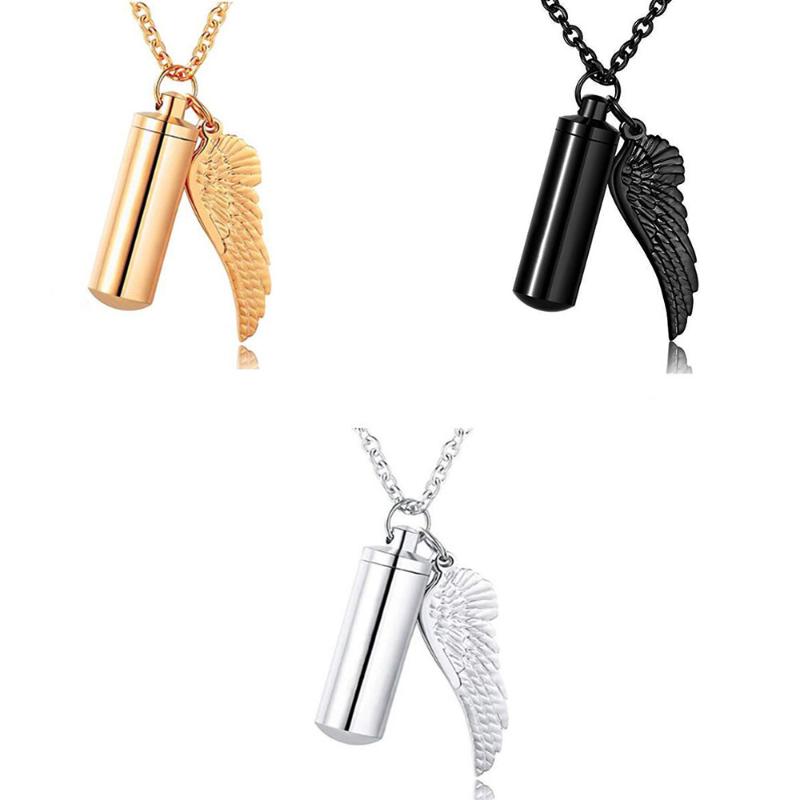 Pendant Necklaces Angel Wing Charm & Cylinder Memorial Urn Necklace Stainless Steel Cremation Jewelry 11mm 28mmPendant
Pendant Necklaces Angel Wing Charm & Cylinder Memorial Urn Necklace Stainless Steel Cremation Jewelry 11mm 28mmPendant