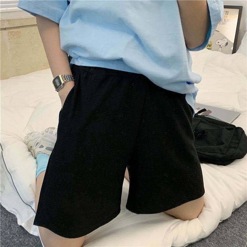 Summer Shorts Women Elasticity Lovely Girls Korean Style Sweet Students Harajuku Simple Pure Gray Oversize Trousers Female 220527