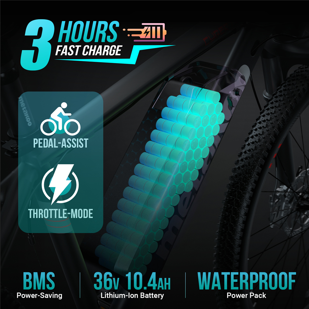 [USA Direct]C100 26inch Electric Mountain Bike 350W BangFang Motor Electric Bicycle with Removable 36V 10.4AN Lithium-Ion Battery 20MPH Adults E-Bike 