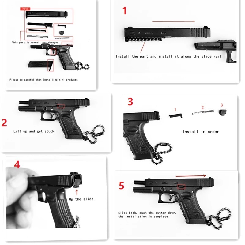 1:3 Glock G17 Pistol Gun Miniature Model Alloy Keychain Gift Backpack Pendant Decoration Toy Trend Boy Favorite 220411