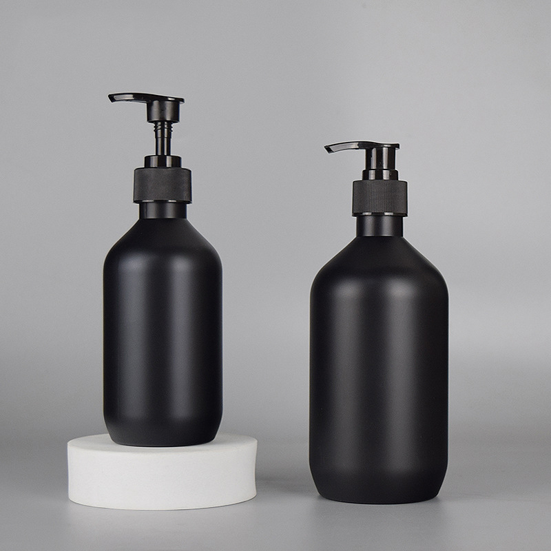 Matte Black Soap Dispenser Hand Lotion Shampoo Shower Gel Bottles 300ml 500ml PET Plastic Bottle with pumps for Bathroom Bedroom and Kitchen