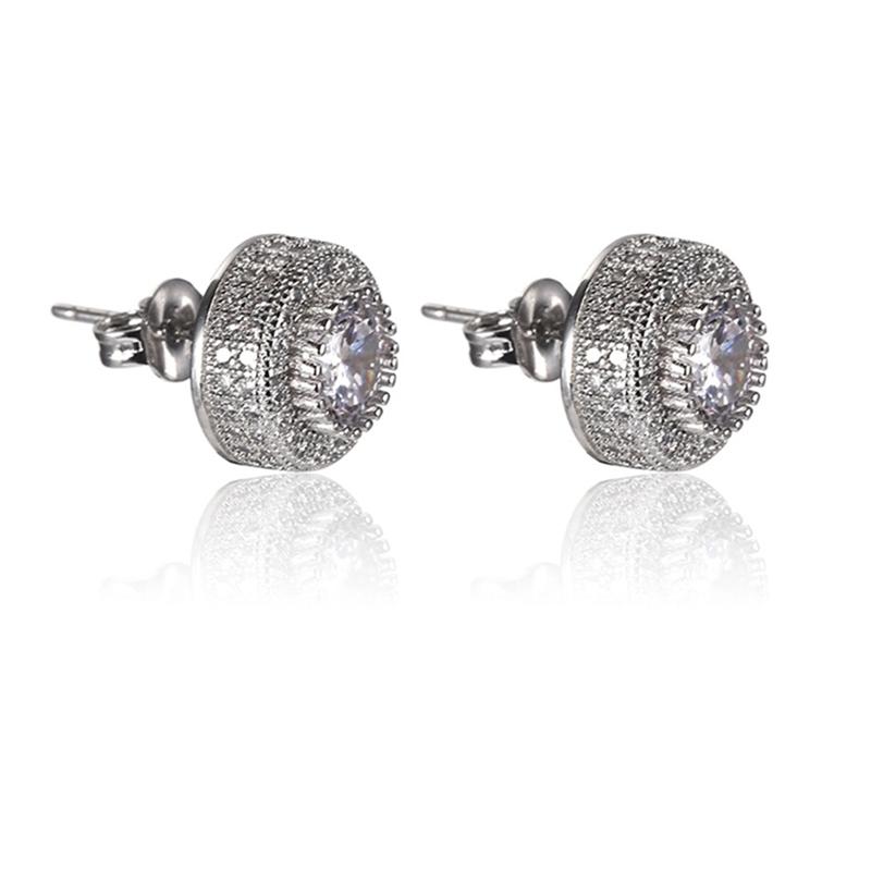 Stud Sier Hip-Hop Jewelry Earrings Moissanite Micro-inlaid Round Accessories for Men and Women