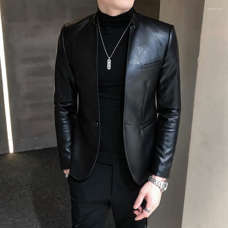 Men's Wool & Blends Autumn 2022 Leather Jacket Korean Youth Suit Single Slim Fit Coat Top Kend22, Black 
Men's Wool & Blends Autumn 2022 Leather Jacket Korean Youth Suit Single Slim Fit Coat Top Kend22, Black