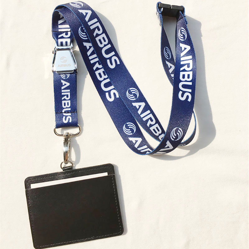 Keychain Airbus Airline Airplane Aircraft Seat Belt Buckle Lanyard for Pilot Flight Crew's License Honored Guest VIP ID Card Holder Keyring Emplo