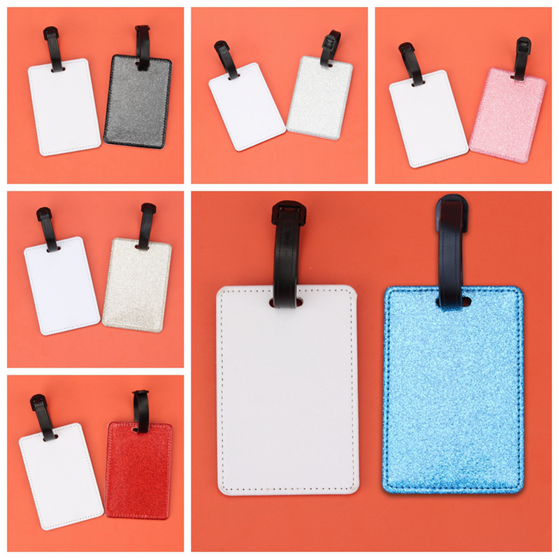 DIY Sublimation Luggage Tags Other Household Sundries Blank Shiny PU Leather Package Tag Heat Transfer Name ID Card Identify Label Pendants JY1189