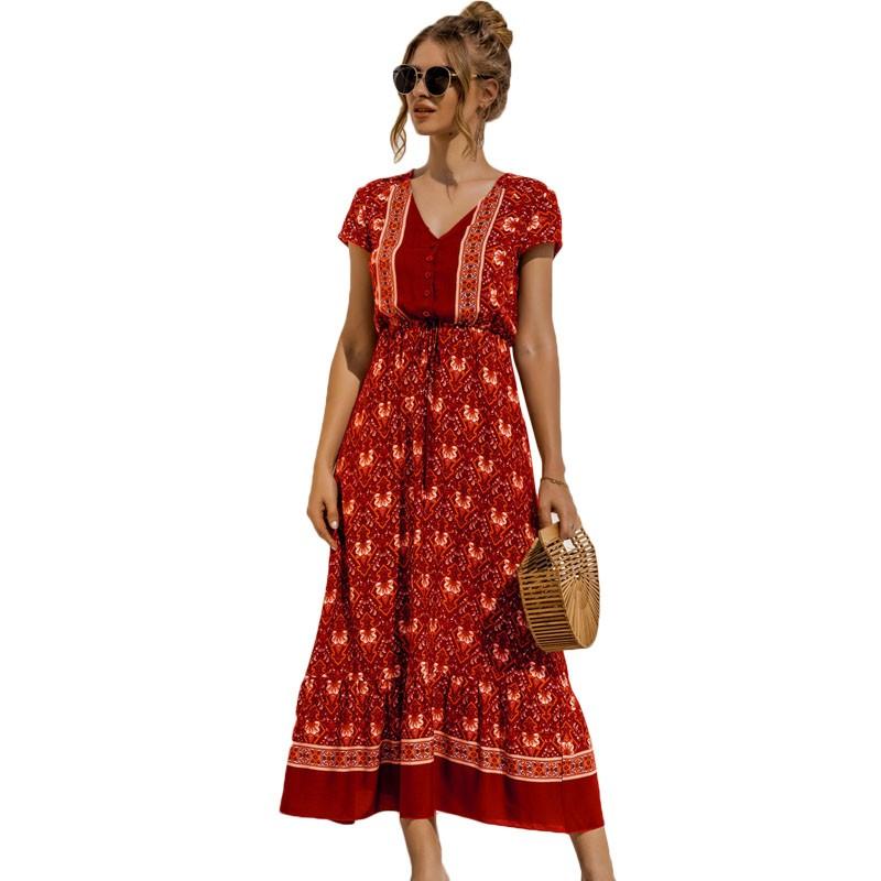 Casual Dresses Viscose Women Summer Boho Dress Bohemian Maxi 2022 V-neck Short Sleeve Button Floral Print Long Beach Vestidos, Beige
Casual Dresses Viscose Women Summer Boho Dress Bohemian Maxi 2022 V-neck Short Sleeve Button Floral Print Long Beach Vestidos, Beige