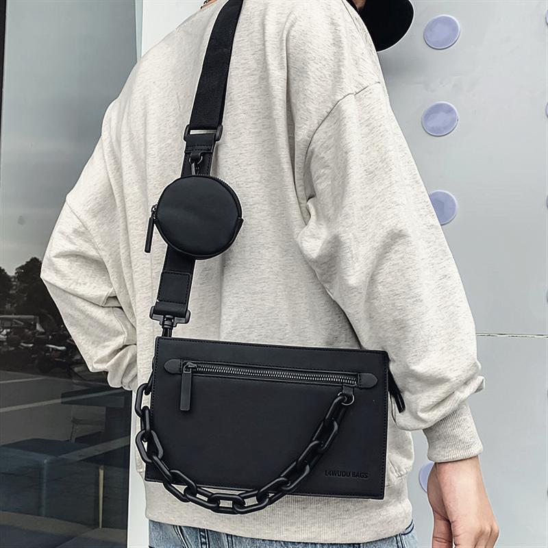 Fashionable bags wholesale chain shoulder boys personality all-match men's crossbody bag trend Zipper Mobile phone pocket ID slot