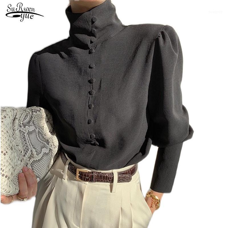 Women's Blouses & Shirts 2022 Office Lady Turtleneck Lantern Sleeve For Women Fashion Black Blouse Button Solid Female Clothing 12882, Dark grey
Women's Blouses & Shirts 2022 Office Lady Turtleneck Lantern Sleeve For Women Fashion Black Blouse Button Solid Female Clothing 12882, Dark grey