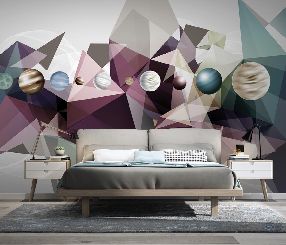 3D three-dimensional European style fresh and simple geometric figure living room bedroom sofa background wall mural wallpaper