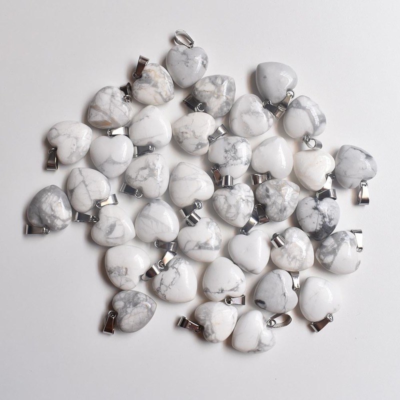 Wholesale 50pcs/lot fashion good quality natural stone mix heart charms pendants 16mm for jewelry accessories making free 220421