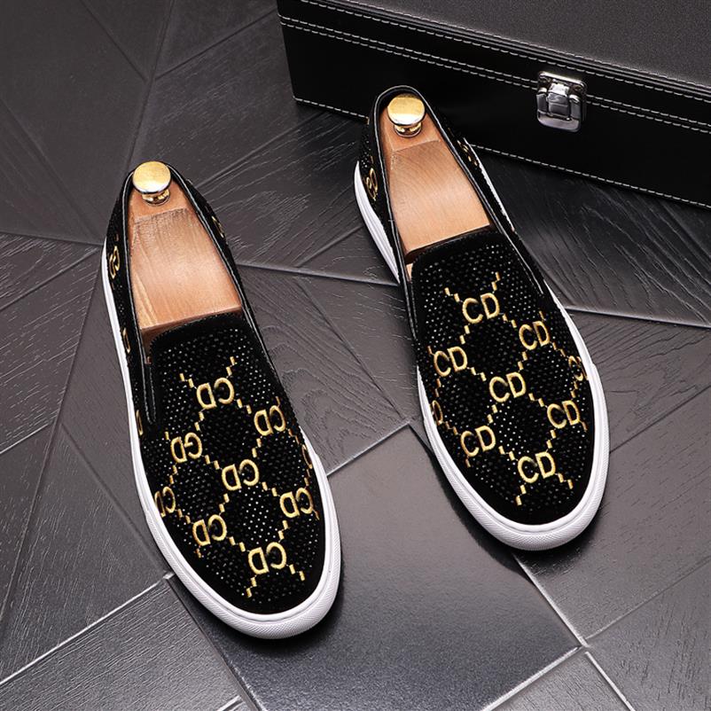 New Luxury embroidery Men's Fashion Casual Shoes black/Gold Glitter Leisure Slip on Rivets Loafers Shoes Man Party Weeding Dr298H
New Luxury embroidery Men's Fashion Casual Shoes black/Gold Glitter Leisure Slip on Rivets Loafers Shoes Man Party Weeding Dr298H
