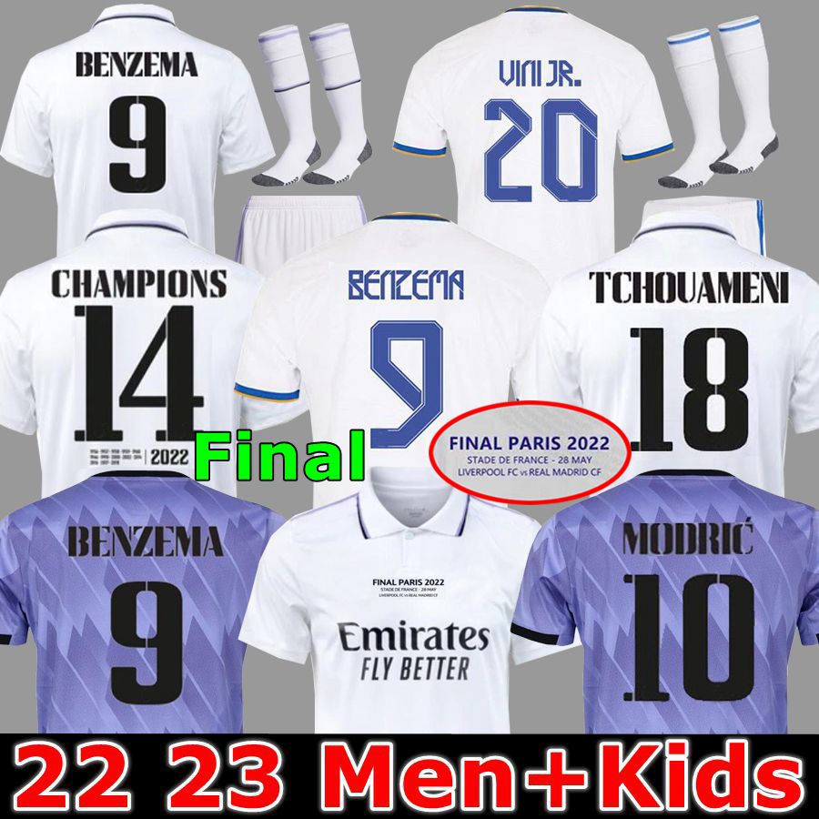 2023 BENZEMA Finals soccer jersey 21 22 23 football shirt Real Madrids CAMAVINGA ALABA MODRIC VALVERDE Fourth camiseta men kids 2021 2022 uniforms VINI JR TCHOUAMENI, 22 23 away kids
2023 BENZEMA Finals soccer jersey 21 22 23 football shirt Real Madrids CAMAVINGA ALABA MODRIC VALVERDE Fourth camiseta men kids 2021 2022 uniforms VINI JR TCHOUAMENI, 22 23 away kids