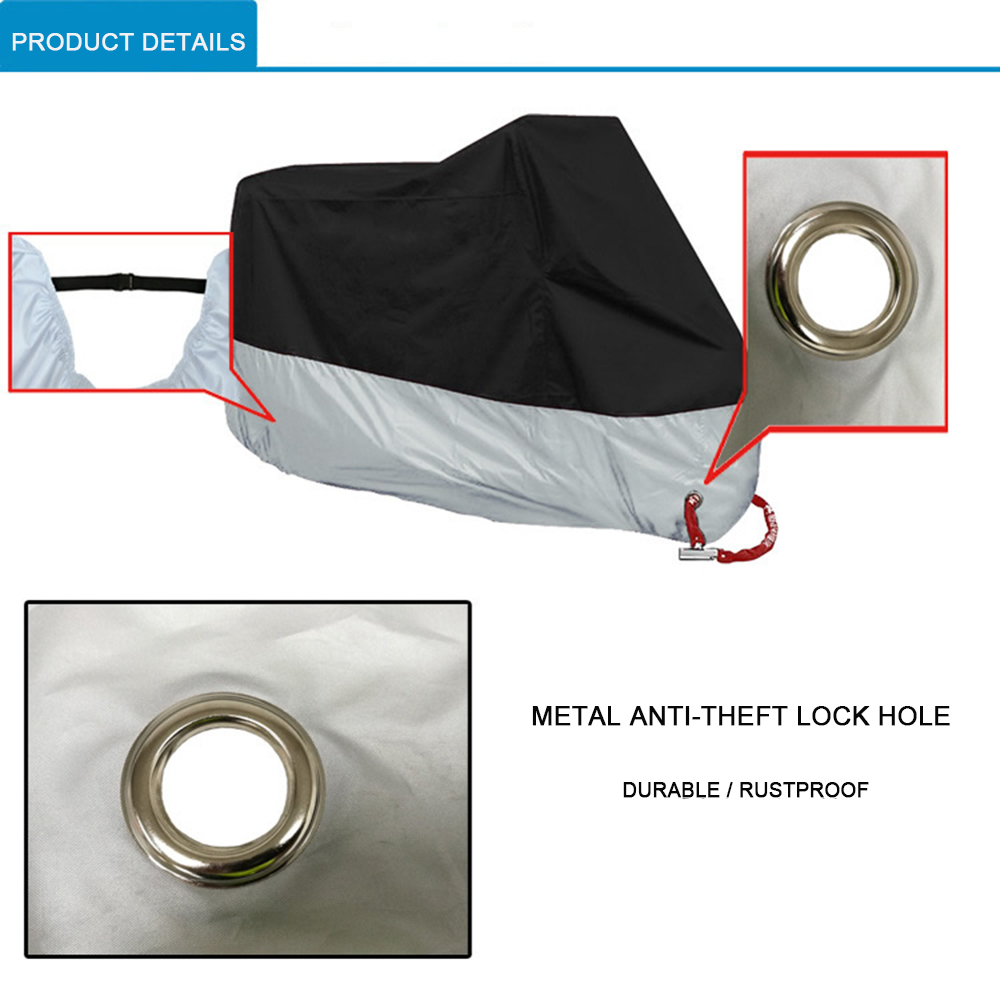 New 190T Silver Coated Cloth Motorcycle Cover Outdoor Uv Protector All Season Waterproof Bike Rain Dustproof Motor Scooter Covers