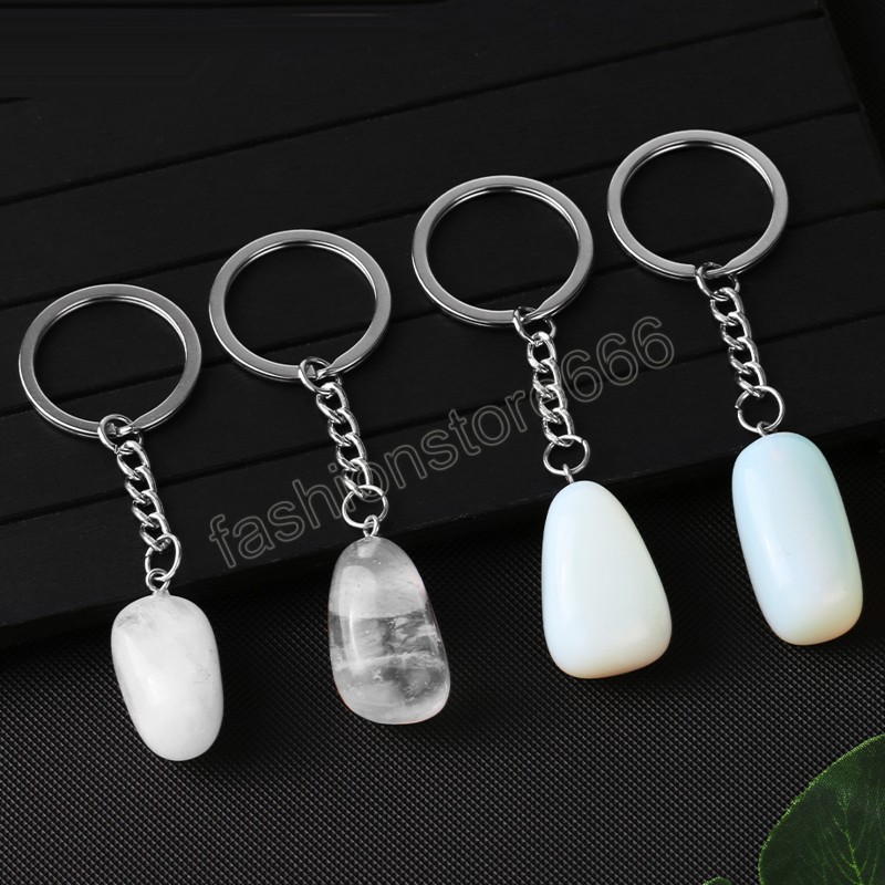 Natural Stone Keychain Irregular Crystals Keychains Pendant Wholesale Key Chains for Men Car Keys Ring Chain Holder