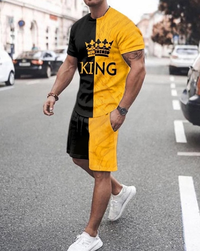 Men s T Shirt Set 3D Printed Oversized 2 Piece Casual Tracksuit Sportswear O neck Shorts Fashion Summer 220708