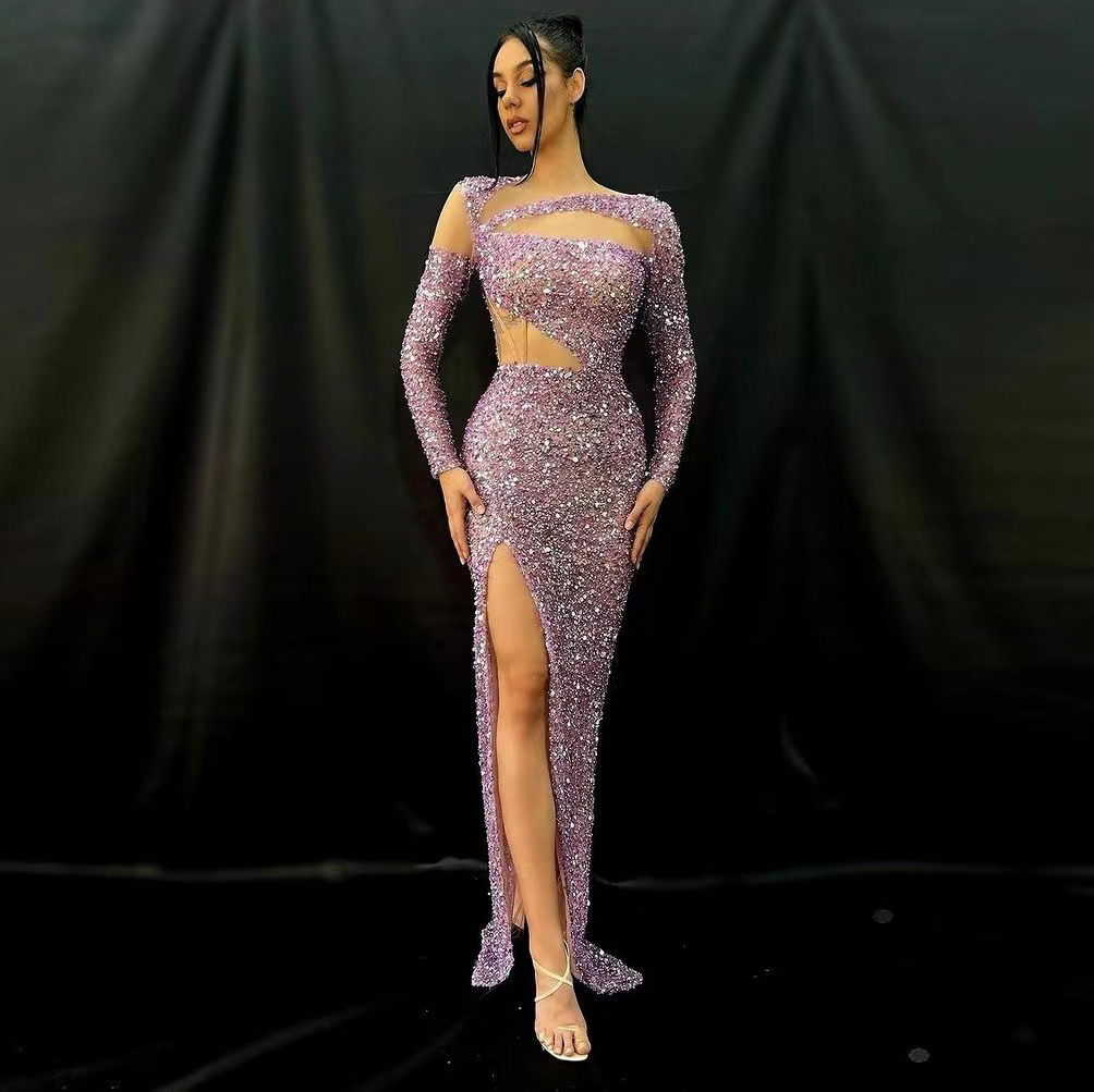 Sparkly Sequined Mermaid Prom Dresses 2022 For Women Long Sleeve High Slit Floor Length Brirthday Gowns Celebrity Party Formal Evening Dress, Fuchsia
Sparkly Sequined Mermaid Prom Dresses 2022 For Women Long Sleeve High Slit Floor Length Brirthday Gowns Celebrity Party Formal Evening Dress, Fuchsia
