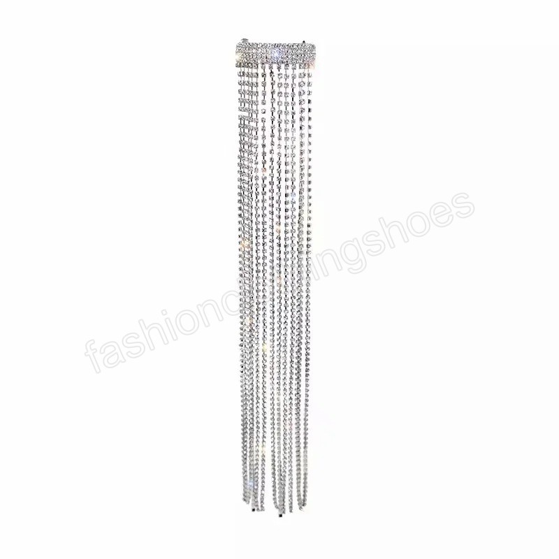 Full Rhinestone Barrettes Hairpins for Women Long Tassel Crystal Hair Clip Hair Accessories Wedding Jewelry