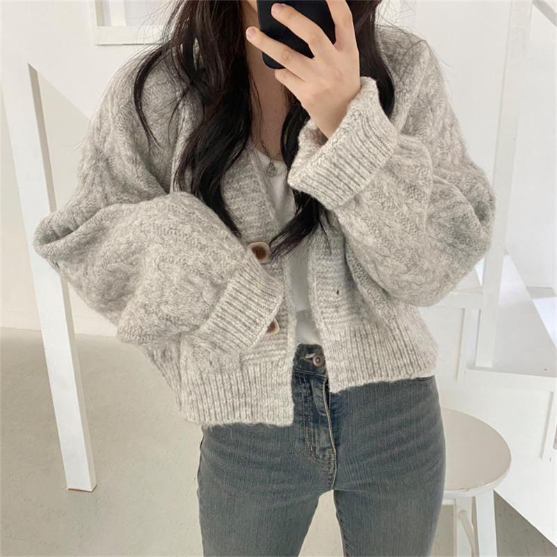 Women's Knits & Tees Short Sweater Retro Hong Kong Style Women Loose Outer Wear Cardigan Jacket Year Spring And Autumn Thick Knitted Top H38, Gray
Women's Knits & Tees Short Sweater Retro Hong Kong Style Women Loose Outer Wear Cardigan Jacket Year Spring And Autumn Thick Knitted Top H38, Gray