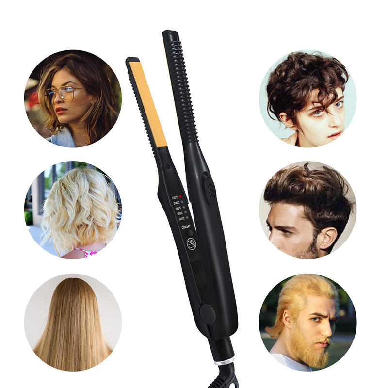 2 In 1 Hair Straightener and Curler Mini Flat Iron Straightening Styling Tools Ceramic Crimper Corrugation Curling 220623