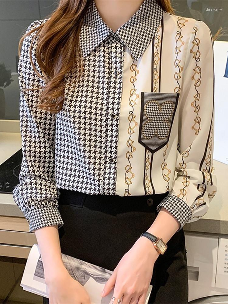 Women' Blouses & Shirts Women Button Chiffon Turn Down Collar Houndstooth Chain Print Office Lady Long Sleeve Casual Loose OL Blouse TopsWo, Picture color
Women' Blouses & Shirts Women Button Chiffon Turn Down Collar Houndstooth Chain Print Office Lady Long Sleeve Casual Loose OL Blouse TopsWo, Picture color
