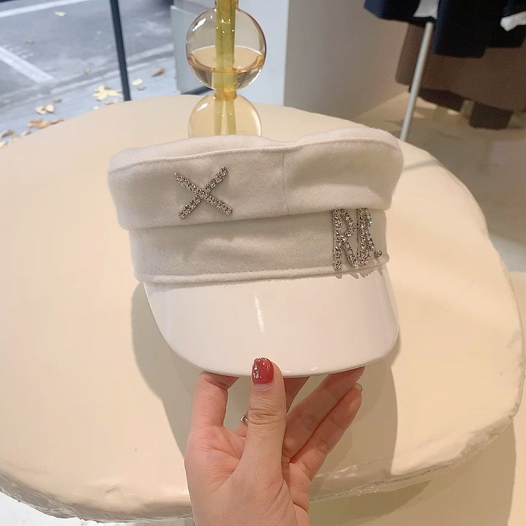USPOP Women Hats Crystal baker boy hat Wool sboy Caps Female Flat Militray Visor S-XL 220507