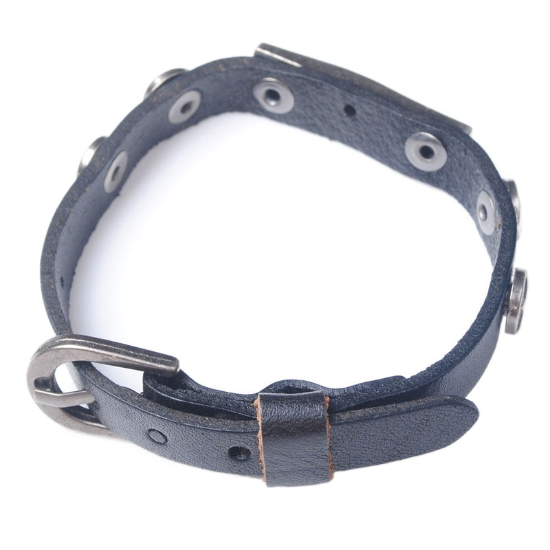 Leather Bracelets Strands Ghost head Accessories Men Coffee Black Beaded Wrist Adjustable Skull Stud For Special Present BC016