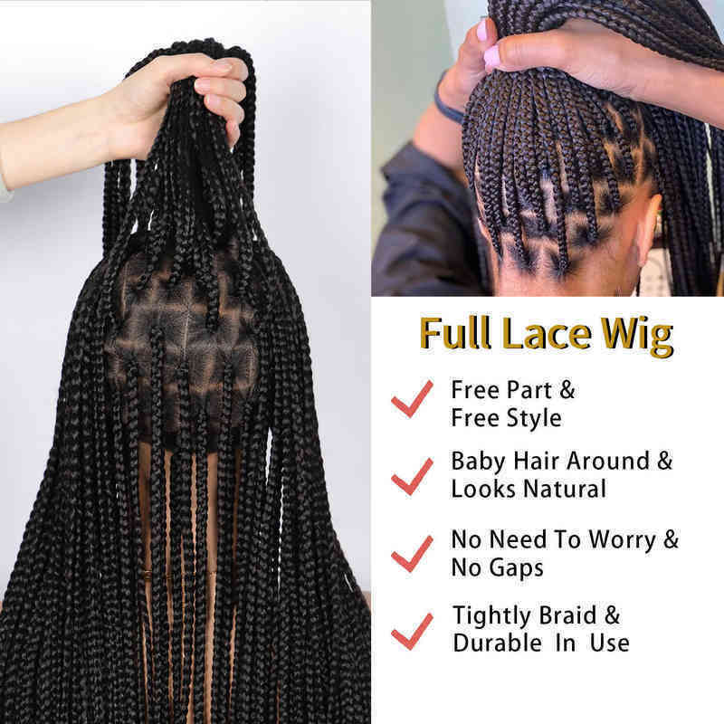 NXY Hair Wigs Kalyss 36 Inches Full Lace Front Knotless Box Braided Wigs With Baby Hair Super Long Synthetic Braids Wig For Black Women 0505, Natural black
NXY Hair Wigs Kalyss 36 Inches Full Lace Front Knotless Box Braided Wigs With Baby Hair Super Long Synthetic Braids Wig For Black Women 0505, Natural black