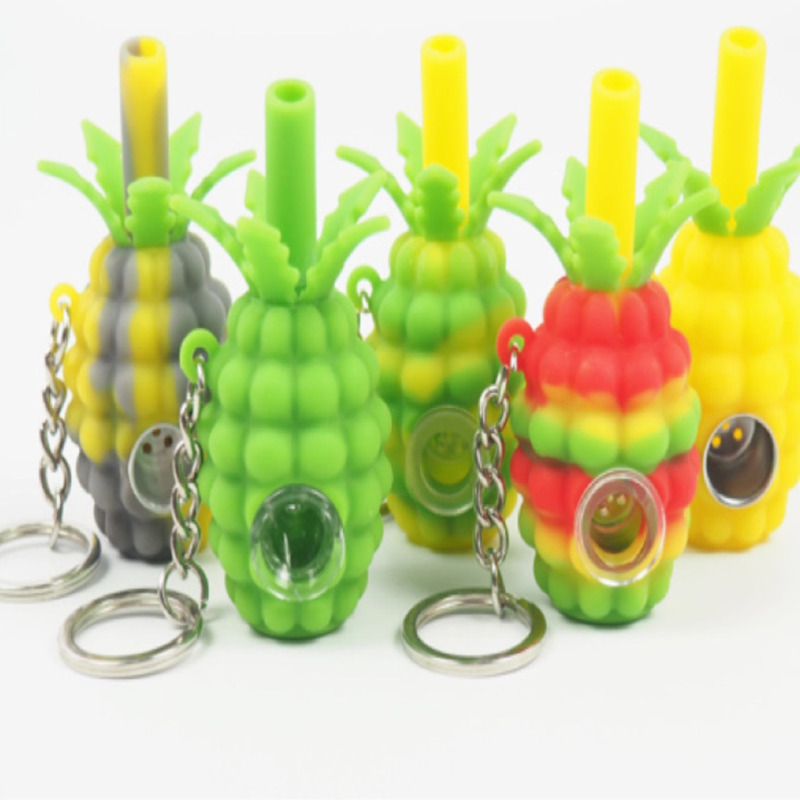 Wholesale silicone pineapple pipe hand pipes with glass bowl tobacco Oil Rigs Portable keychain design
Wholesale silicone pineapple pipe hand pipes with glass bowl tobacco Oil Rigs Portable keychain design