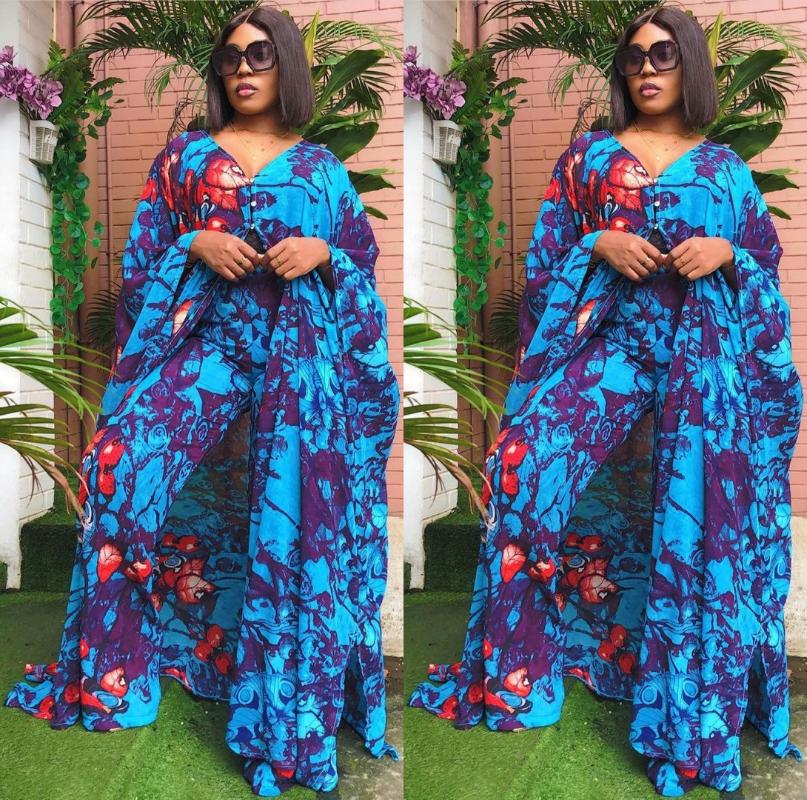 Ethnic Clothing Ethnic Clothing Style African Womens Dashiki Abaya Fashion Chiffon Fabrics Print Long Dress Free Size Trousers Two Piece SetEthnic