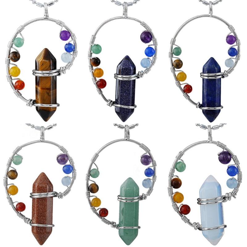 Pendant Necklaces SUNYIK 7 Chakra Stone Wire Wrapped Prism Point Gem Healing Reiki (Free Chain)
Pendant Necklaces SUNYIK 7 Chakra Stone Wire Wrapped Prism Point Gem Healing Reiki (Free Chain)