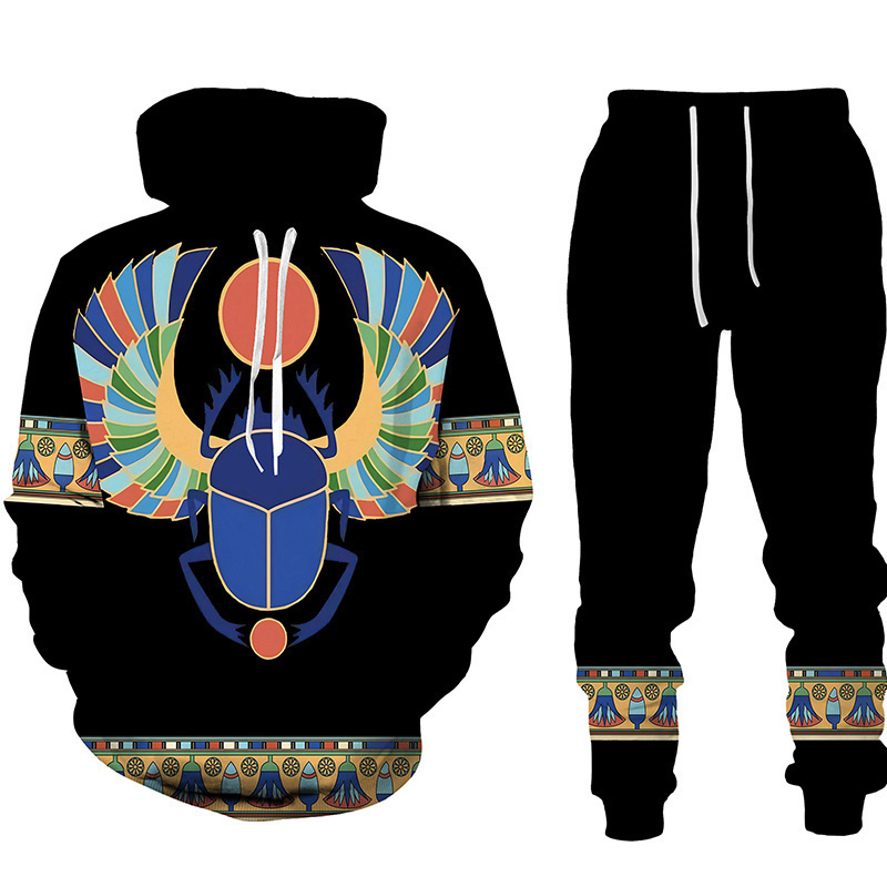 Horus Egyptian God Eye of Egypt Pharaoh Anubis Hoodie Tracksuit Men Clothing Sets Autumn Winter Sweatpants Male Sweatshirt Suit 220609