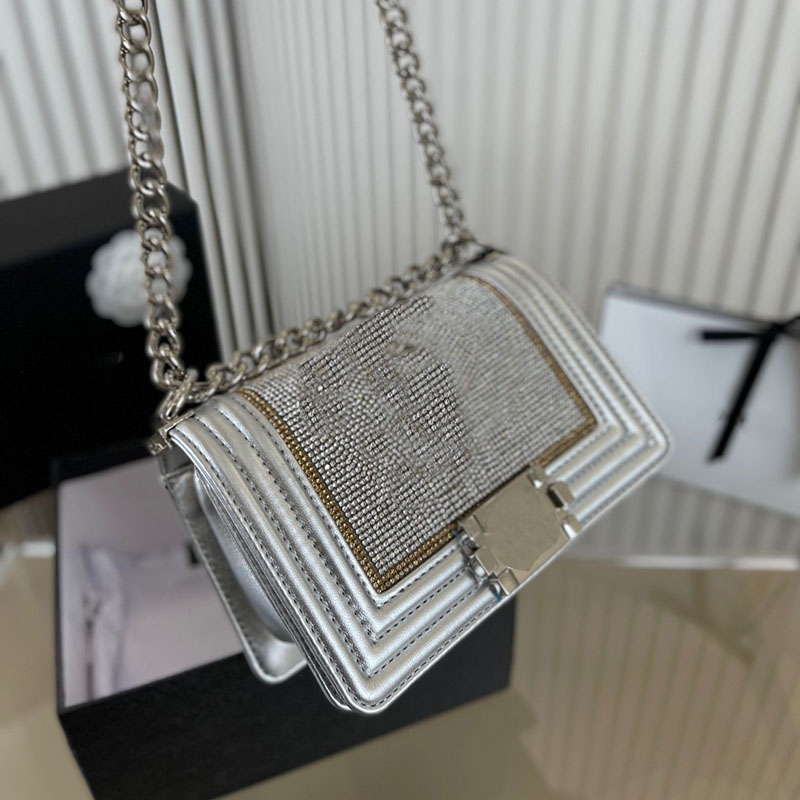 French Women Luxury Designer Rhinestone Shoulder Bag Classic Flap Quilted Silver Chain Fashion Handbag Retro Versatile Messenger Key Pouch Suitcases Coin Purse 20
French Women Luxury Designer Rhinestone Shoulder Bag Classic Flap Quilted Silver Chain Fashion Handbag Retro Versatile Messenger Key Pouch Suitcases Coin Purse 20