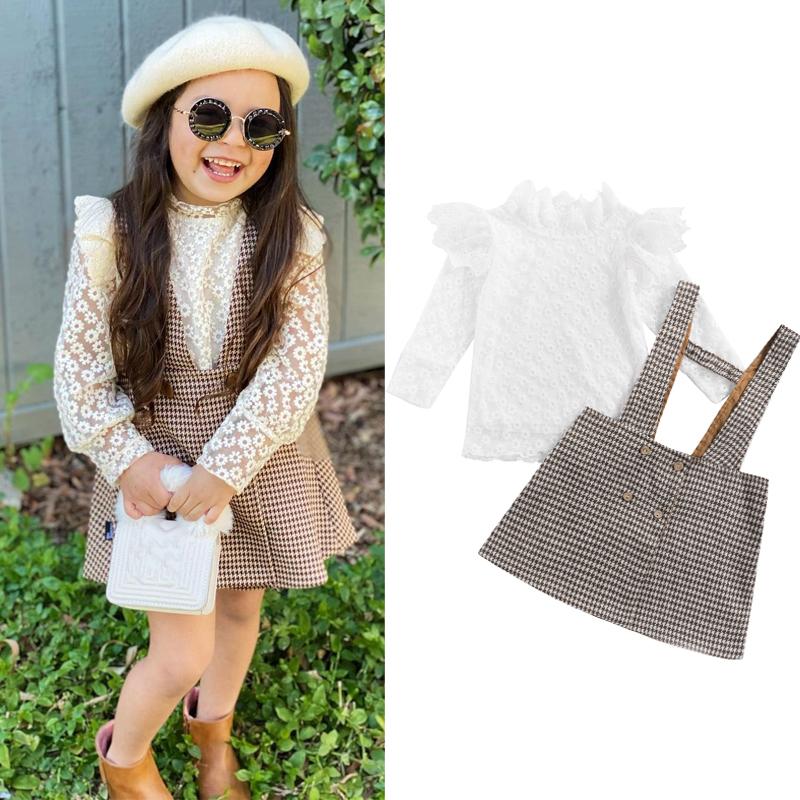 Clothing Sets CitgeeAutumn Kids Girls Clothes Lace Floral Long Sleeve Ruffles Collar Tops Plaid Printed Suspender Skirts Spring SuitClothing, As pic
Clothing Sets CitgeeAutumn Kids Girls Clothes Lace Floral Long Sleeve Ruffles Collar Tops Plaid Printed Suspender Skirts Spring SuitClothing, As pic