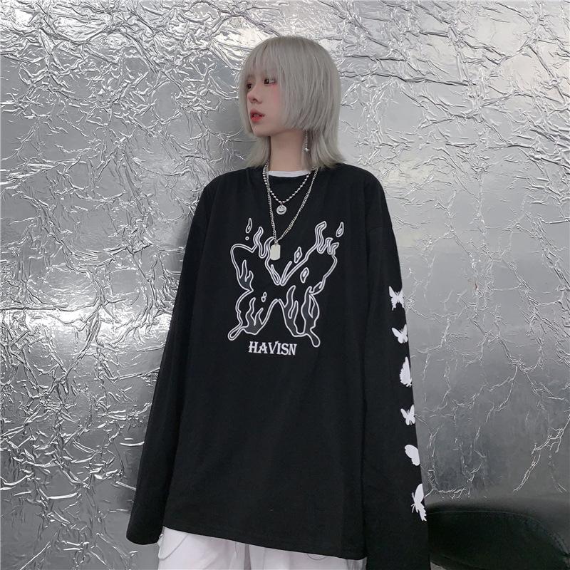 Women' Hoodies & Sweatshirts Spring And Autumn Korean Harajuku Style Retro Printing Loose Bf Bottoming Shirt Thin Black Top Trend
Women' Hoodies & Sweatshirts Spring And Autumn Korean Harajuku Style Retro Printing Loose Bf Bottoming Shirt Thin Black Top Trend
