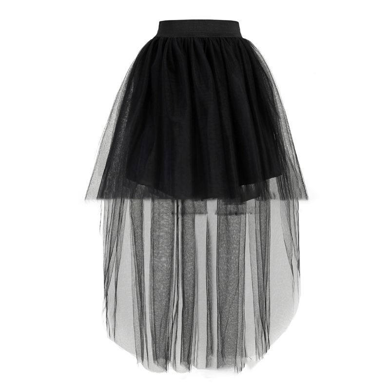 4 Colors Skirt Fashion Women Long Tulle Skirt Elegant Princess Sexy Style Irregular Mesh Tutu Skirts Vintage Mini Puffy Skirt 220701