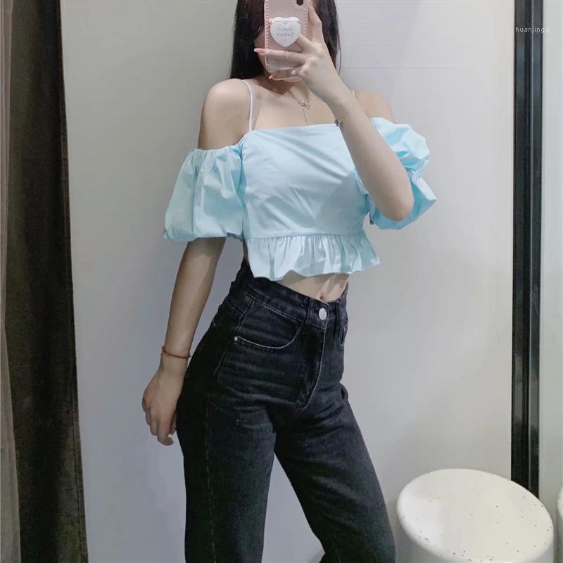 Women's Blouses & Shirts Summer Women Blue Off Shoulder Crop Top Female Fashion Ruffle Short Puff Sleeve Chic Lady Elastic Backless Shirt, As pic
Women's Blouses & Shirts Summer Women Blue Off Shoulder Crop Top Female Fashion Ruffle Short Puff Sleeve Chic Lady Elastic Backless Shirt, As pic