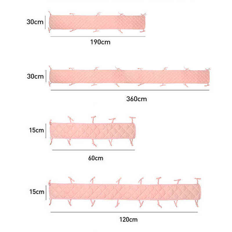190x30cm Double-deck Baby Crib Bumpers Anti Collision Protector Soft Newborn Toddler Bed Teen Room Decor G220421